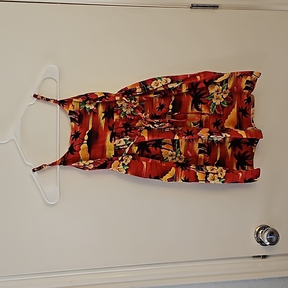 VTG HINALEA Made in Hawaii Girls Palm Tree Hibiscus Tie Back Sun Dress - Picture 8 of 8